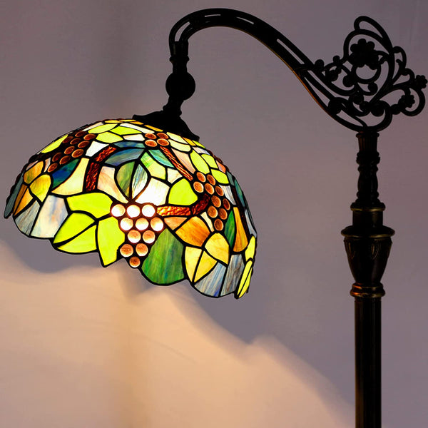 Werfactory® Tiffany Floor Lamp Stained Glass Grape Arched