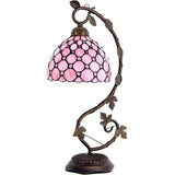 Werfactory®Tiffany Lamp Pink Pearl Style 8 Inch Bedside Stained Glass Table Desk Light