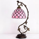 Werfactory®Tiffany Lamp Pink Pearl Style 8 Inch Bedside Stained Glass Table Desk Light