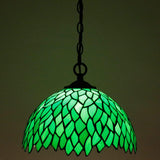 Werfactory®Tiffany Pendant Light Plug in Green Wisteria Stained Glass 12 Inch Hanging Lamp