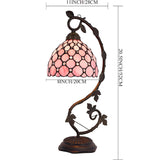 Werfactory®Tiffany Lamp Pink Pearl Style 8 Inch Bedside Stained Glass Table Desk Light