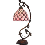 Werfactory®Tiffany Lamp Pink Pearl Style 8 Inch Bedside Stained Glass Table Desk Light