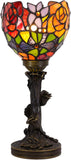 6 inch Small Tiffany Lamp Mini Stained Glass Table Lamp Red Rose Uplight