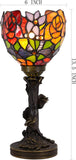 6 inch Small Tiffany Lamp Mini Stained Glass Table Lamp Red Rose Uplight