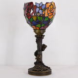 6 inch Small Tiffany Lamp Mini Stained Glass Table Lamp Red Rose Uplight