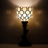 6 inch Tiffany Lamp Mini Stained Glass Table Lamp Cream Bead Uplight