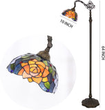 Tiffany Floor Lamp Stained Glass Orange Red Rose Arched Reading Light