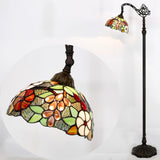 Gooseneck Stained Glass Floor Lamp Tiffany Green Purple Grape Light