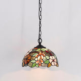 10 inch Tiffany Pendant Light Plug in Stained Glass Lamp Green Purple Grape