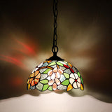 10 inch Tiffany Pendant Light Plug in Stained Glass Lamp Green Purple Grape