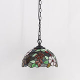 10 inch Tiffany Pendant Light Plug in Stained Glass Lamp Green Purple Grape