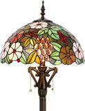 16 inch Tiffany Floor Lamp Green Purple Grape Stained Glass Standing Light