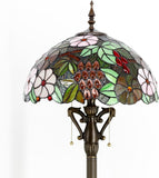 16 inch Tiffany Floor Lamp Green Purple Grape Stained Glass Standing Light