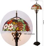 16 inch Tiffany Floor Lamp Green Purple Grape Stained Glass Standing Light