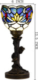 6 inch Tiffany Lamptained Glass Table Lamp Blue Lotus Accent Desk Uplight