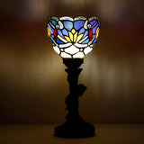 6 inch Tiffany Lamptained Glass Table Lamp Blue Lotus Accent Desk Uplight