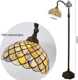 Tiffany Floor Lamp Stained Glass Reading Light Brown Fish Scales