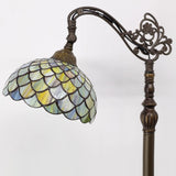 Tiffany Floor Lamp Stained Glass Reading Light Brown Fish Scales