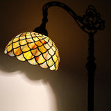 Tiffany Floor Lamp Stained Glass Reading Light Brown Fish Scales