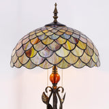 16 Inches Tiffany Floor Lamp Stained Glass Standing Reading Lamp Fish Scales Style