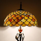 16 Inches Tiffany Floor Lamp Stained Glass Standing Reading Lamp Fish Scales Style