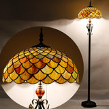 16 Inches Tiffany Floor Lamp Stained Glass Standing Reading Lamp Fish Scales Style