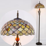 16 Inches Tiffany Floor Lamp Stained Glass Standing Reading Lamp Fish Scales Style