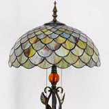 16 Inches Tiffany Floor Lamp Stained Glass Standing Reading Lamp Fish Scales Style