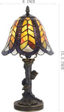 8 inch Small Tiffany Lamp Mini Purple Maple Leaf Stained Glass Table Lamp