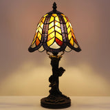 8 inch Small Tiffany Lamp Mini Purple Maple Leaf Stained Glass Table Lamp