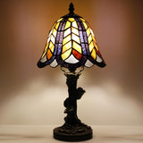 8 inch Small Tiffany Lamp Mini Purple Maple Leaf Stained Glass Table Lamp