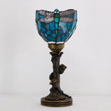 6 inch Tiffany Lamp Mini Stained Glass Table Lamp Green Dragonfly Uplight