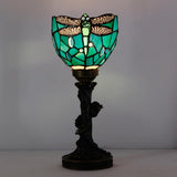 6 inch Tiffany Lamp Mini Stained Glass Table Lamp Green Dragonfly Uplight