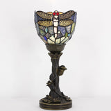 6 inch Tiffany Lamp Mini Stained Glass Table Lamp Blue Dragonfly Uplight