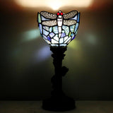 6 inch Tiffany Lamp Mini Stained Glass Table Lamp Blue Dragonfly Uplight