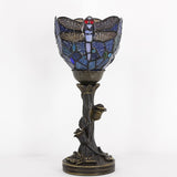 6 inch Tiffany Lamp Mini Stained Glass Table Lamp Blue Dragonfly Uplight