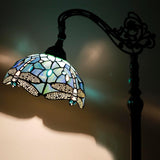 16 Inch Tiffany Floor Lamp Stained Glass Sea Blue Dragonfly Arched Reading Light