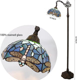 16 Inch Tiffany Floor Lamp Stained Glass Sea Blue Dragonfly Arched Reading Light