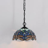 10 inch Tiffany Pendant Light Plug in Hanging Lamp Sea Blue Dragonfly