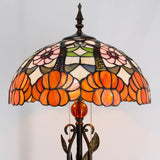 16 inch Tiffany Floor Lamp Pink Yellow Flowers Standing Reading light