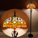 16 inch Tiffany Floor Lamp Pink Yellow Flowers Standing Reading light