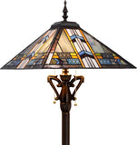 16 inch Tiffany Floor Lamp Square Mission Style Stained Glass Standing Light