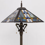 16 inch Tiffany Floor Lamp Square Mission Style Stained Glass Standing Light