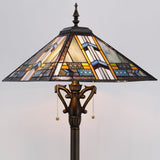 16 inch Tiffany Floor Lamp Square Mission Style Stained Glass Standing Light