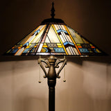 16 inch Tiffany Floor Lamp Square Mission Style Stained Glass Standing Light