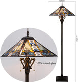 16 inch Tiffany Floor Lamp Square Mission Style Stained Glass Standing Light