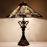 16 inch Tiffany Style Table LampAntique Stained Art GlassSquare Reading Light