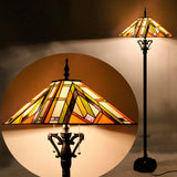 16 Inch Tiffany Floor Lamp Mission Style Stained Glass Standing Reading Light