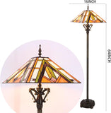 16 Inch Tiffany Floor Lamp Mission Style Stained Glass Standing Reading Light