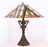 16 inch Tiffany Table Lamp Mission Style Stained Glass Desk Reading Light